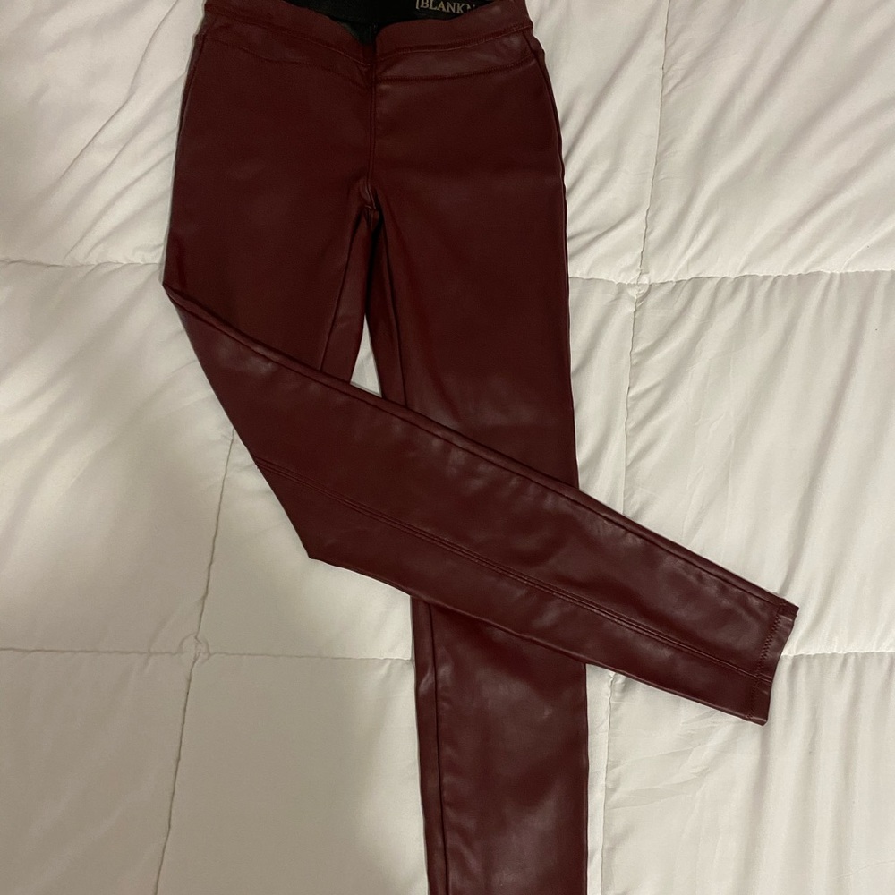 Burgundy pleather pants